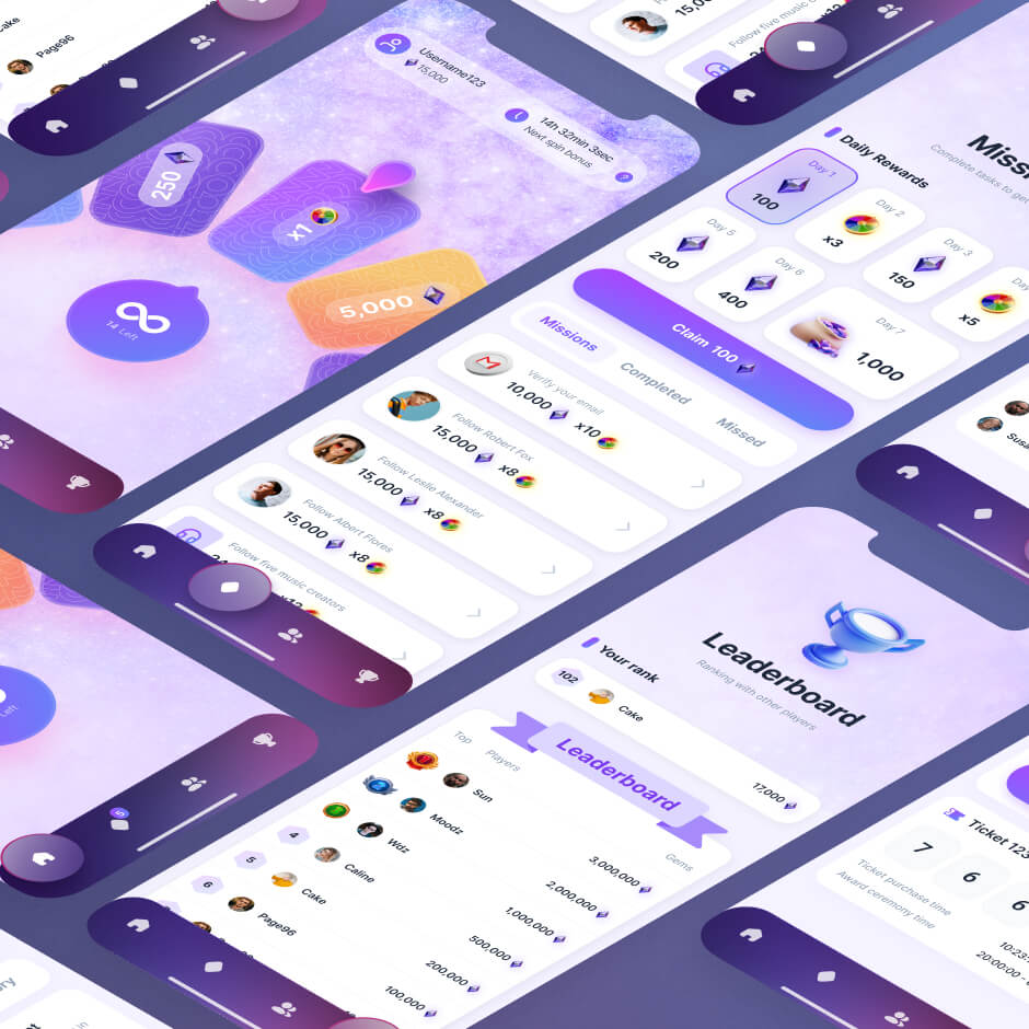 Final app design screens