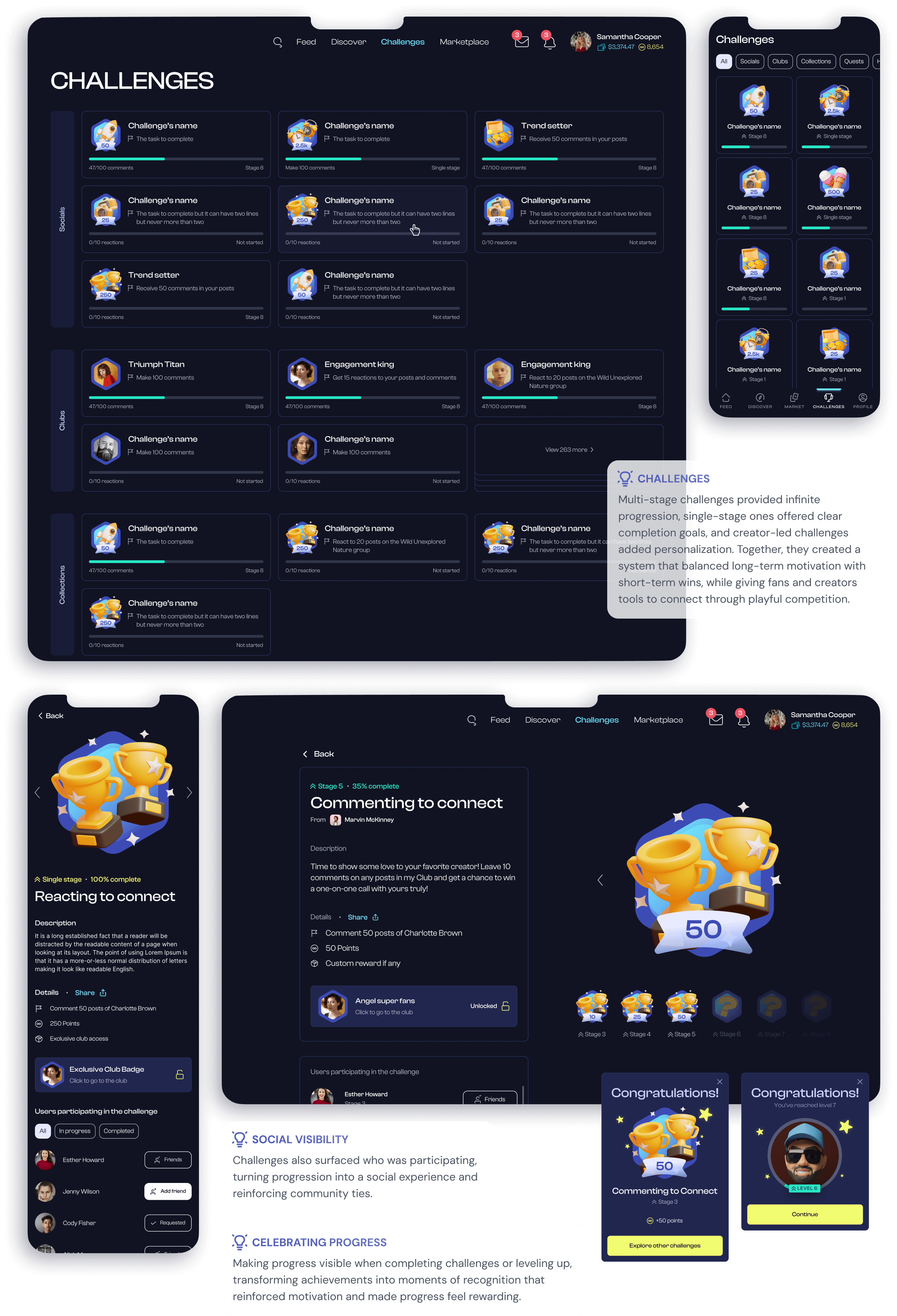 Final app design screens