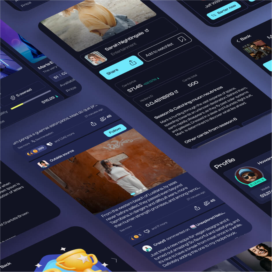 Final app design screens