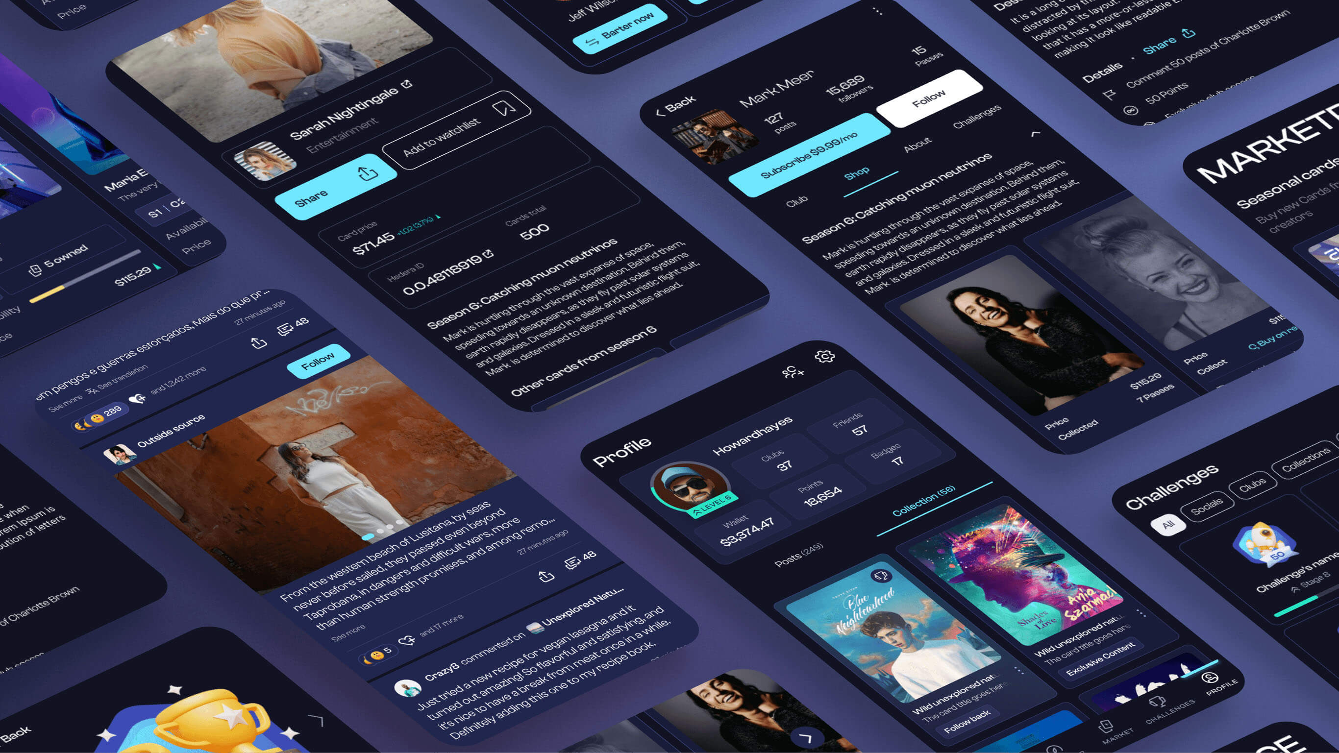 Final app design screens