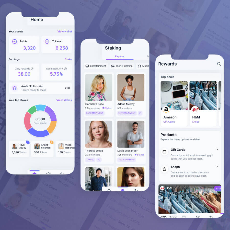 Final app design screens